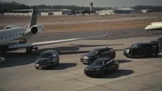 private jets and SUVs on airport tarmac — Succession