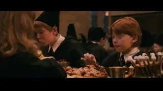 boys dressed as Harry Potter characters eating — Harry Potter and the Philosophers Stone