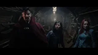 Doctor Strange and women in dimly lit tunnel — Doctor Strange 2