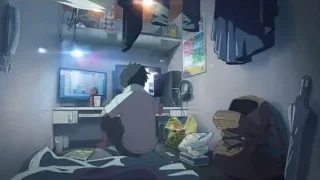 young man working on computer in room — Weathering with You
