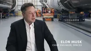 Elon Musk in hangar with airplane engine — Elon Musk: Return to Space