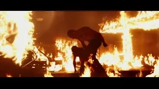 people in dark room engulfed in flames — Deadpool