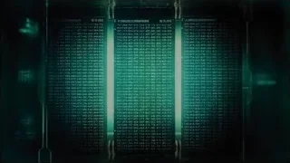 futuristic digital art with green lines and numbers — Blade Runner 2049