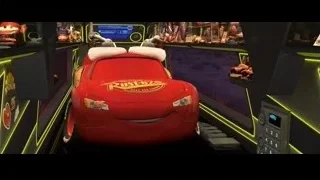 Lightning McQueen car in neon lit room — Cars