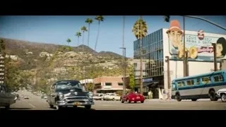 Busy Hollywood street with cars — Ford v Ferrari