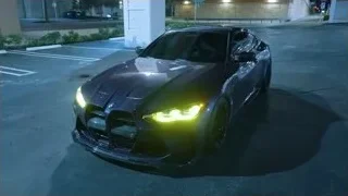 black BMW M8 Gran Coupe at night — Sports Cars