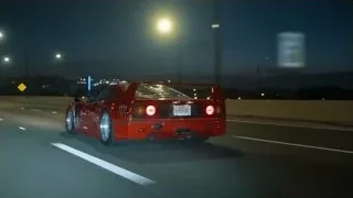 Ferrari F40 driving on highway at night — Sports Cars