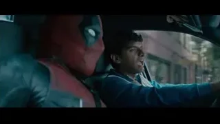 man driving car with Spider-Man — Deadpool 2