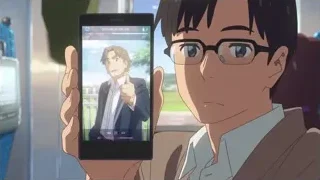 young man holding smartphone video call — Your Name