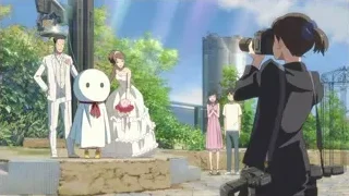 anime bride and groom in garden — Weathering with You