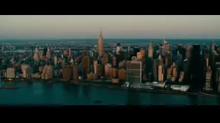 Aerial view of New York City skyline at dusk — The Dictator