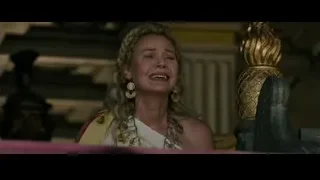 Woman crying in ornate room with lion statue — Gladiator 2