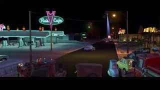 night view of gas station with neon sign — Cars