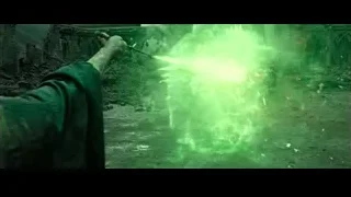 green explosion in ruined building — Harry Potter and the Deathly Hallows 2