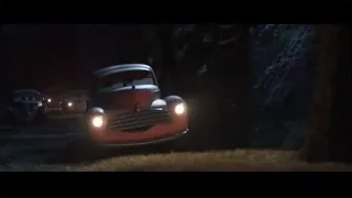 Group of cars driving in dark forest at night — Cars 3