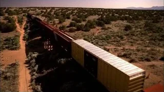train traveling through desert landscape — Breaking Bad