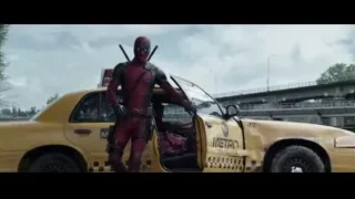 Deadpool with taxi cab and bridge — Deadpool