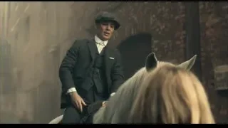 man with white horse in alleyway — Peaky Blinders