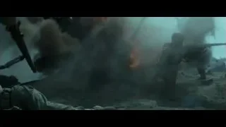 soldiers in battle scene with explosions — Hacksaw Ridge