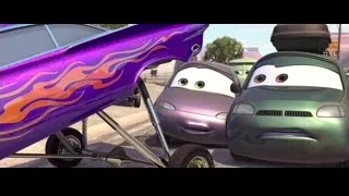 two cartoon cars with flames and top hat — Cars