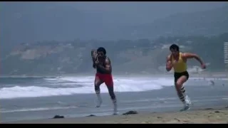 Two men running on beach — Rocky III