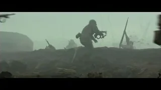 soldiers in combat with flames — Hacksaw Ridge