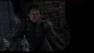 Man in armor holding sword in dark room — Spider Man