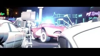 Cars characters on street at night — Cars